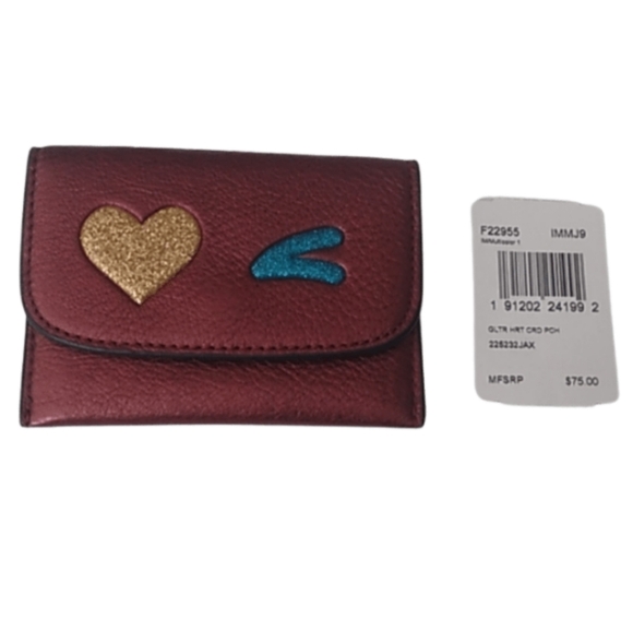 Coach Handbags - Coach F22955 Glitter Heart Card Pouch Case